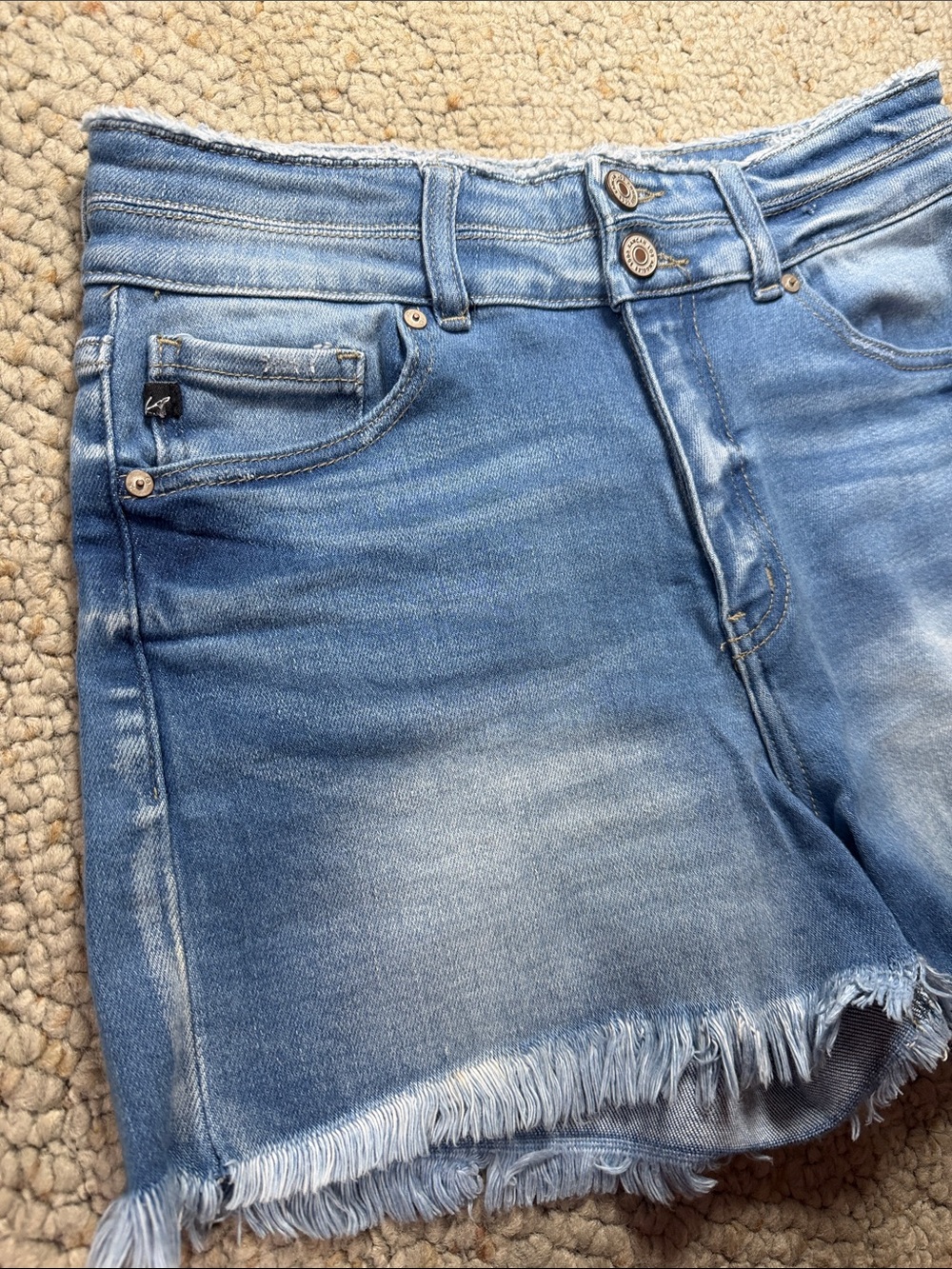 KanCan Light Blue Distressed Frayed Hem Jean Shorts - Picture 3 of 8
